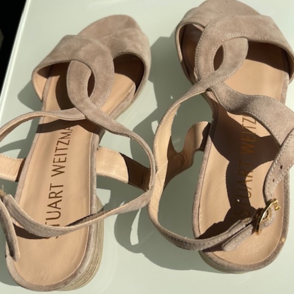 Stuart Weitzman Size 7 Suede Sandals, light pink - Worn once - Picture 2 of 10